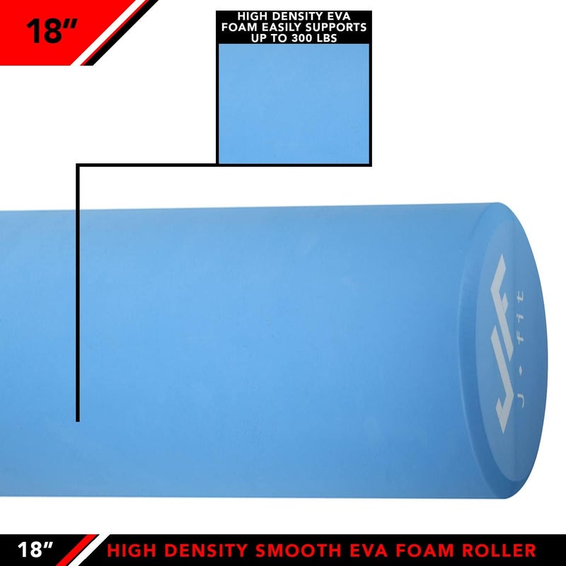 JFIT High Density Smooth EVA Foam Roller - 18" Blue - Image 4